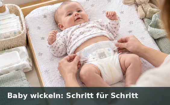 Baby auf Wickelunterlage mit Windel