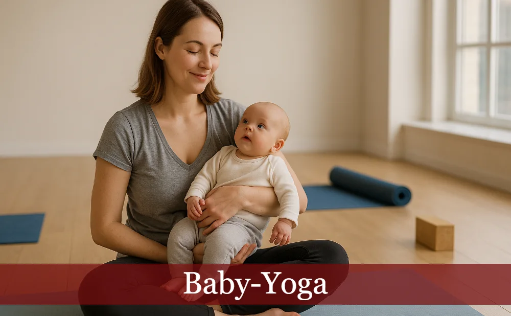 Mutter mit Baby im Yogaraum