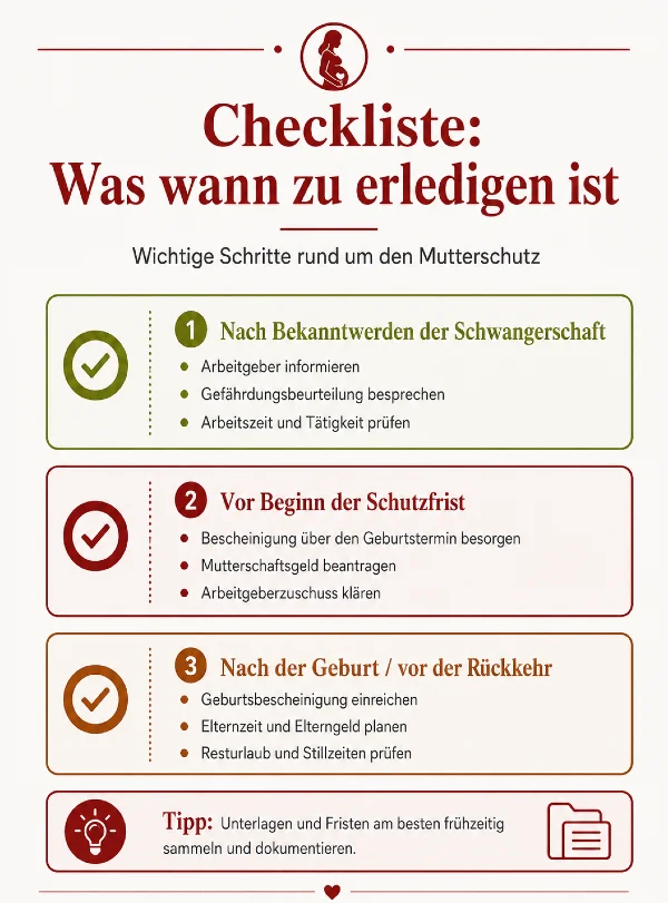 checkliste mutterschutz was wann erledigen