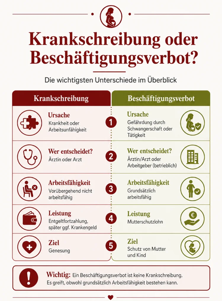 krankschreibung oder beschaeftigungsverbot